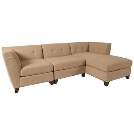 Contemporary Sectional Sofa with Right Arm Facing Chaise and Tufted Back